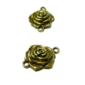 PS1114463Bis PAX 25 pendentifs connecteur Fleur Ovale Vintage métal couleur Bronze