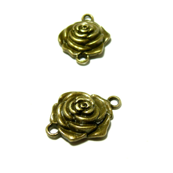 PS1114463Bis PAX 25 pendentifs connecteur Fleur Ovale Vintage métal couleur Bronze