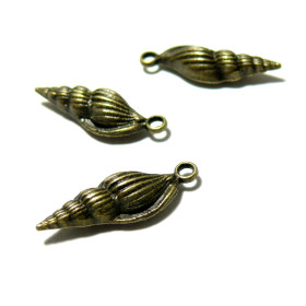 Pendentifs Breloques Coquillage 25mm – Métal Bronze