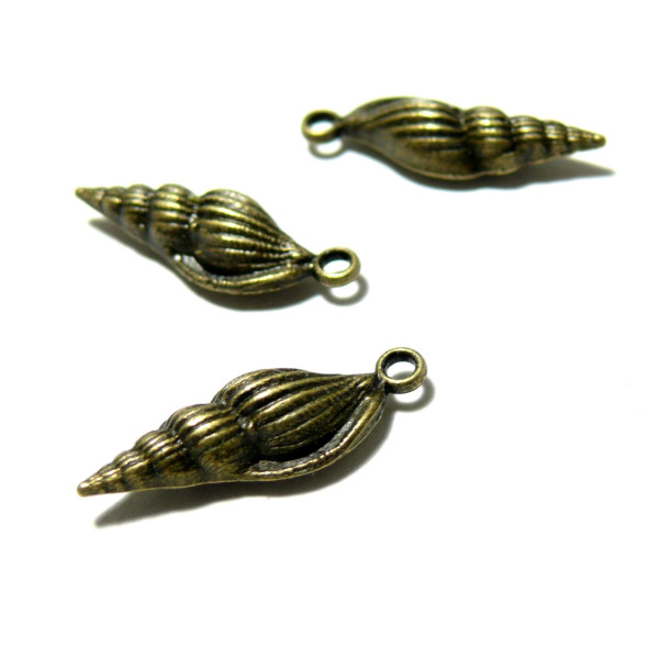 Pendentifs Breloques Coquillage 25mm – Métal Bronze