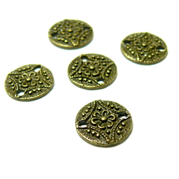 PS110134509 PAX 10 pendentifs connecteur Fleur Ovale Vintage métal couleur Bronze