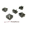 lot de 200 clous rivet 12mm pyramide carré à 4 griffes GUN METAL 
