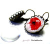 Supports de Boucle d'oreille dormeuse 20mm VAGUE Laiton couleur  BRONZE et 10 cabochons  en verre transparents en 20mm