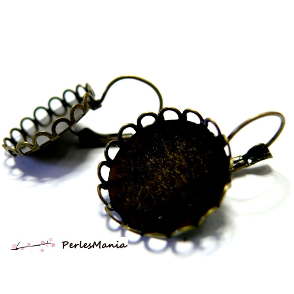 Supports Boucle d'Oreille Dormeuse Vague 14mm – Laiton Bronze