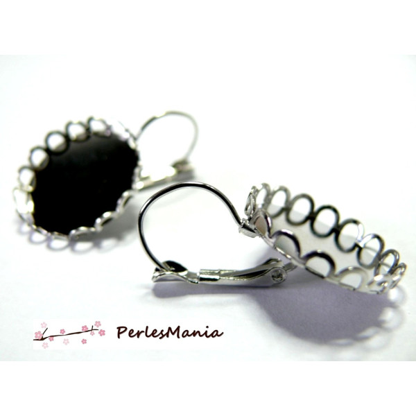 Supports de Boucle d'oreille dormeuse 12mm Vague Laiton Couleur Argent Platine