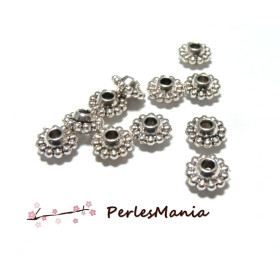 pendentifs perles intercalaire style fleur 9mm H736 VIEIL ARGENT breloques DIY
