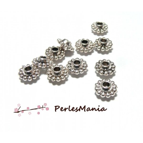 30 pendentifs perles intercalaire style fleur 9mm H736 VIEIL ARGENT breloques DIY 