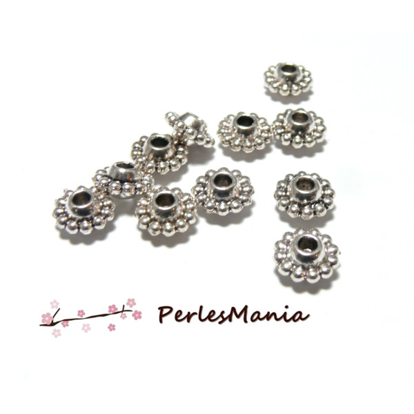 pendentifs perles intercalaire style fleur 9mm H736 VIEIL ARGENT breloques DIY