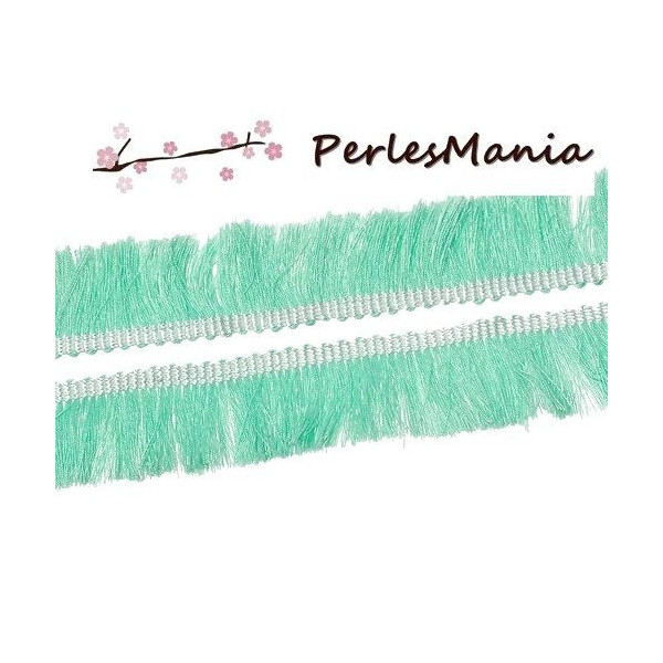 GALON FRANGE EN COTON VERT MENTHE CREATION POMPONS 25mm