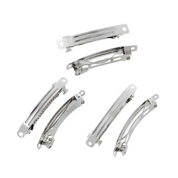 Supports de barrettes clips simple 69mm métal couleur Argent Platine
