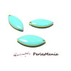 sequins médaillons émaillés Biface Navette 23mm Bleu Turquoise  sur une base en métal doré