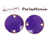 Sequins, médaillons émaillés biface, CONNECTEUR 12mm VIOLET base doré
