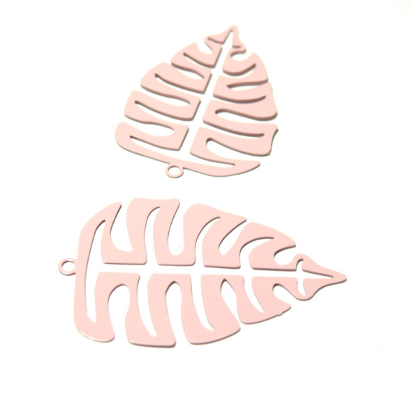 Estampes pendentif Grande Feuille Montserrat Rose Pale de 43mm
