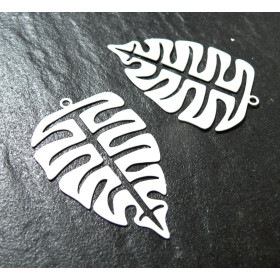 AE114965 Lot 2 Estampes pendentif Grande Feuille Montserrat Jaune de 43mm