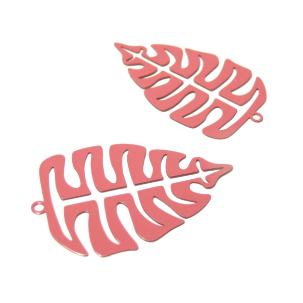 stampes pendentif Grande Feuille Montserrat Rose de 43mm