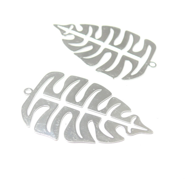 Estampes pendentif Grande Feuille Montserrat Argent Vif de 43mm