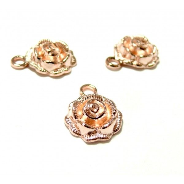 Pendentifs connecteur Fleur Ovale Vintage métal couleur OR ROSE