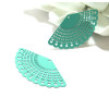 Estampes pendentif filigrane Eventail Flamenco Vert Pastel 22 par 39mm