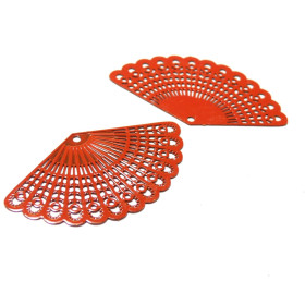 AE114460 Lot de 4 Estampes pendentif filigrane Eventail Flamenco Gris 22 par 39mm