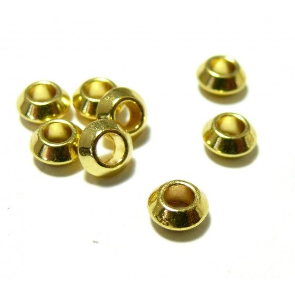 Perles intercalaires Bicone 6 par 3mm trou 2,6mm métal couleur Doré