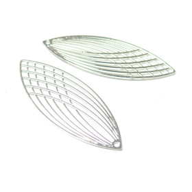 Estampes, pendentif filigrane Grand Ovale Oblong 15 par 40mm, métal finition Argent Vif