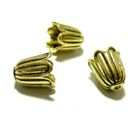 Coquilles coupelles embouts Fleur métal Doré Antique