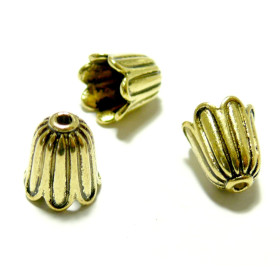 Coquilles coupelles embouts Fleur métal Doré Antique
