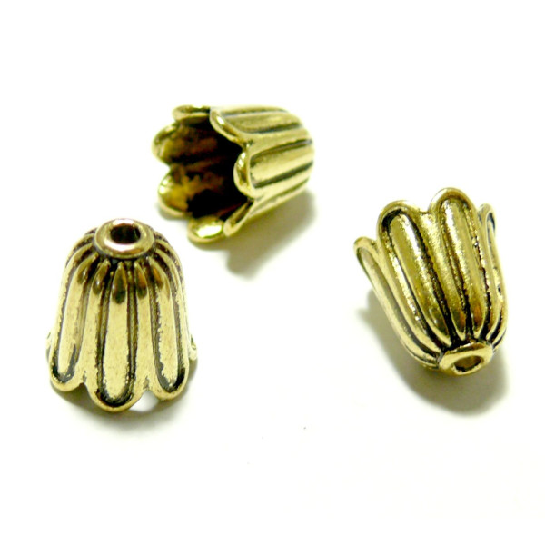 Coquilles coupelles embouts Fleur métal Doré Antique