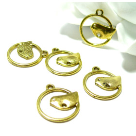 Pendentifs, breloques Oiseau sur Perchoir couleur Doré Antique