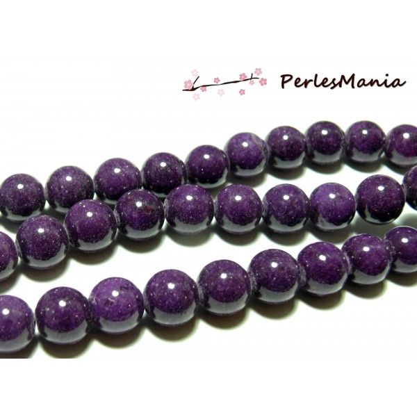 10 perles  jade teintée 6mm violet PXS11 perles et accessoire pour bijoux 