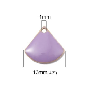 Sequins Médaillons Émaillés Eventail 13x12mm Parme – Métal Doré