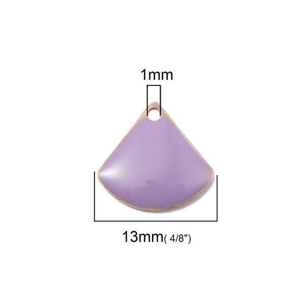 Sequins Médaillons Émaillés Eventail 13x12mm Parme – Métal Doré
