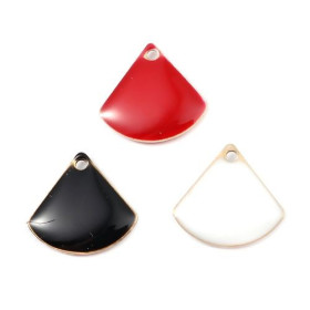 PS110140405 PAX 4 sequins médaillons émaillés Eventail 13 par 12mm Noir