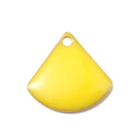 Sequins médaillons émaillés Eventail 13 par 12mm Jaune sur une base en métal doré
