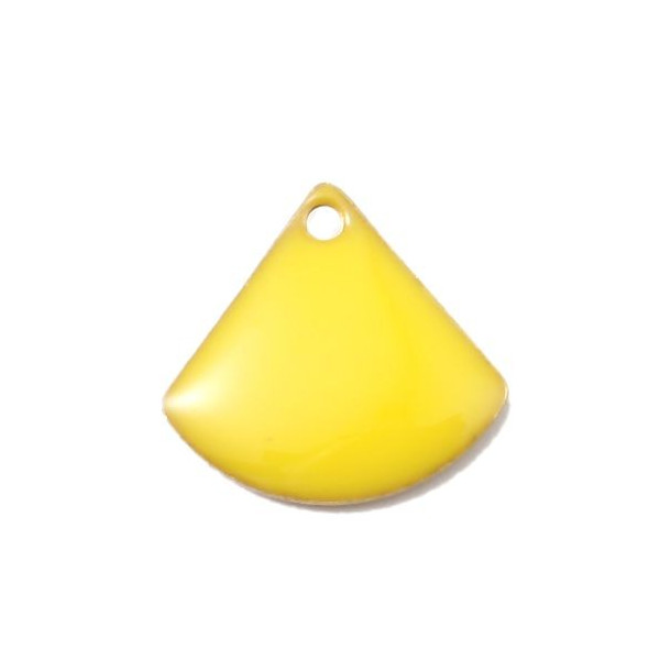 Sequins médaillons émaillés Eventail 13 par 12mm Jaune sur une base en métal doré