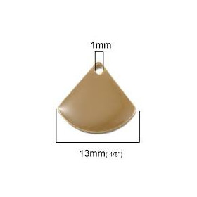 Sequins Médaillons Émaillés Eventail 13x12mm Beige – Métal Doré
