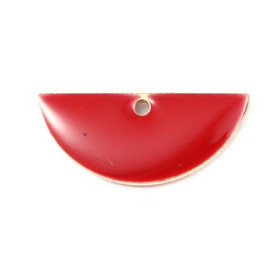 PS110140411 PAX 4 sequins médaillons résine style émaillés Biface Demi Cercle Rouge 18 par 8mm 