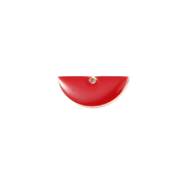 PS110140411 PAX 4 sequins médaillons résine style émaillés Biface Demi Cercle Rouge 18 par 8mm 