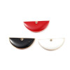 Sequins Médaillons Résine Émaillée Biface Demi-Cercle Rouge 18x8mm