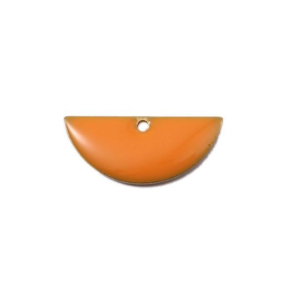 Sequins Médaillons Résine Émaillée Biface Demi Cercle Orange 18x8mm