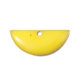 Sequins Médaillons Résine Émaillée Biface Demi Cercle Jaune 18x8mm