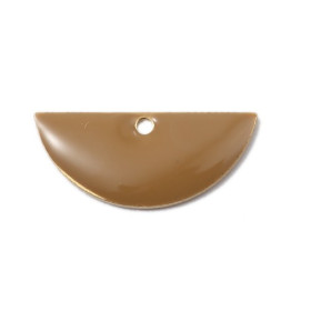 Sequins Médaillons Résine Émaillée Biface Demi-Cercle Beige 18x8mm