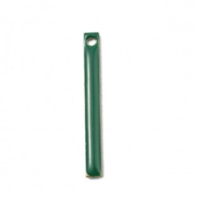 sequins médaillons résine style émaillés Biface Tige rectangle Vert Foncé 28 par 3mm sur une base en métal dore