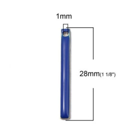 sequins médaillons résine style émaillés Biface Tige rectangle Bleu Roi 28 par 3mm sur une base en métal dore