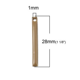 Sequins Médaillons Résine Émaillée Biface Tige Rectangle Beige 28x3mm