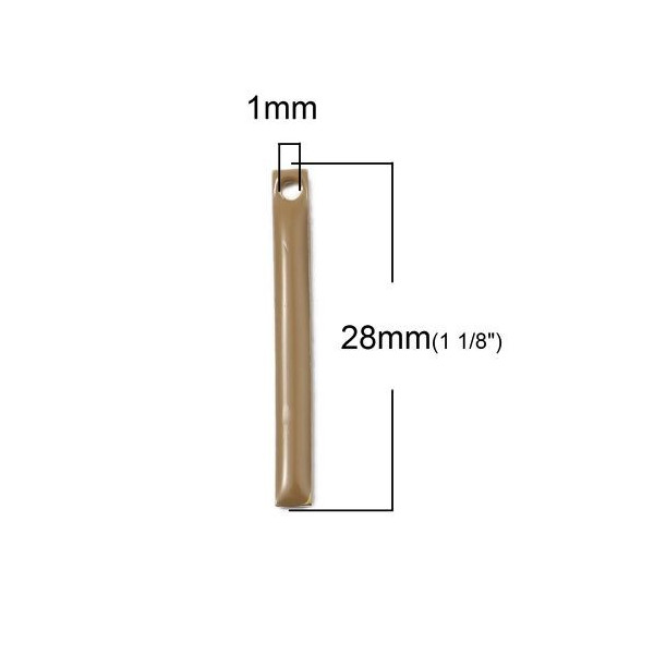 Sequins Médaillons Résine Émaillée Biface Tige Rectangle Beige 28x3mm