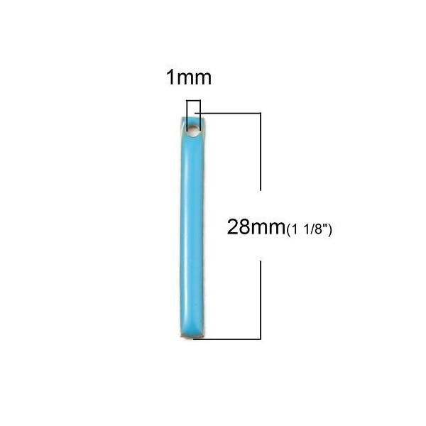 sequins médaillons résine style émaillés Biface Tige rectangle Bleu 28 par 3mm sur une base en métal dore