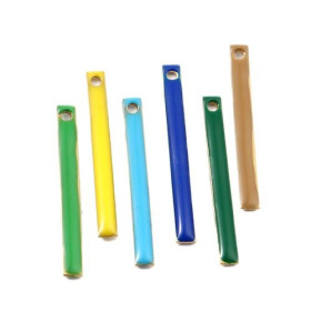 PS110140768 PAX 4 sequins médaillons résine style émaillés Biface Tige rectangle Jaune 28 par 3mm 