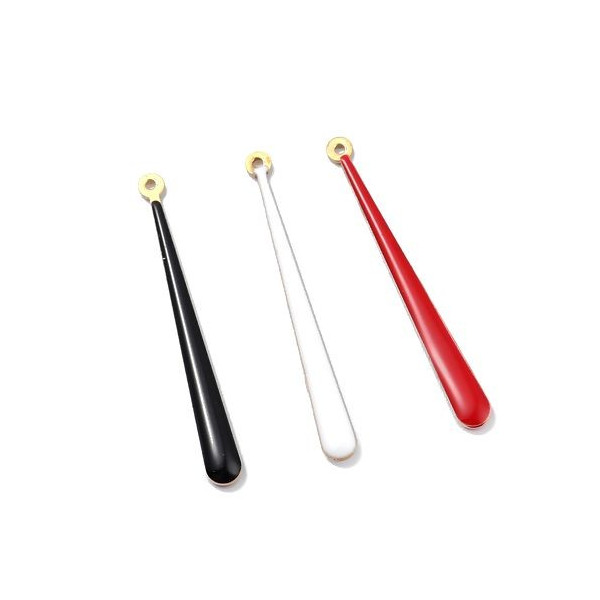 Sequins médaillons résine style émaillés Biface Goutte très longue Rouge 38mm sur une base en métal dore