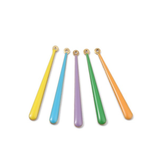 Sequins Médaillons Résine Biface Goutte Longue Parme 38 mm – Base Métal Doré